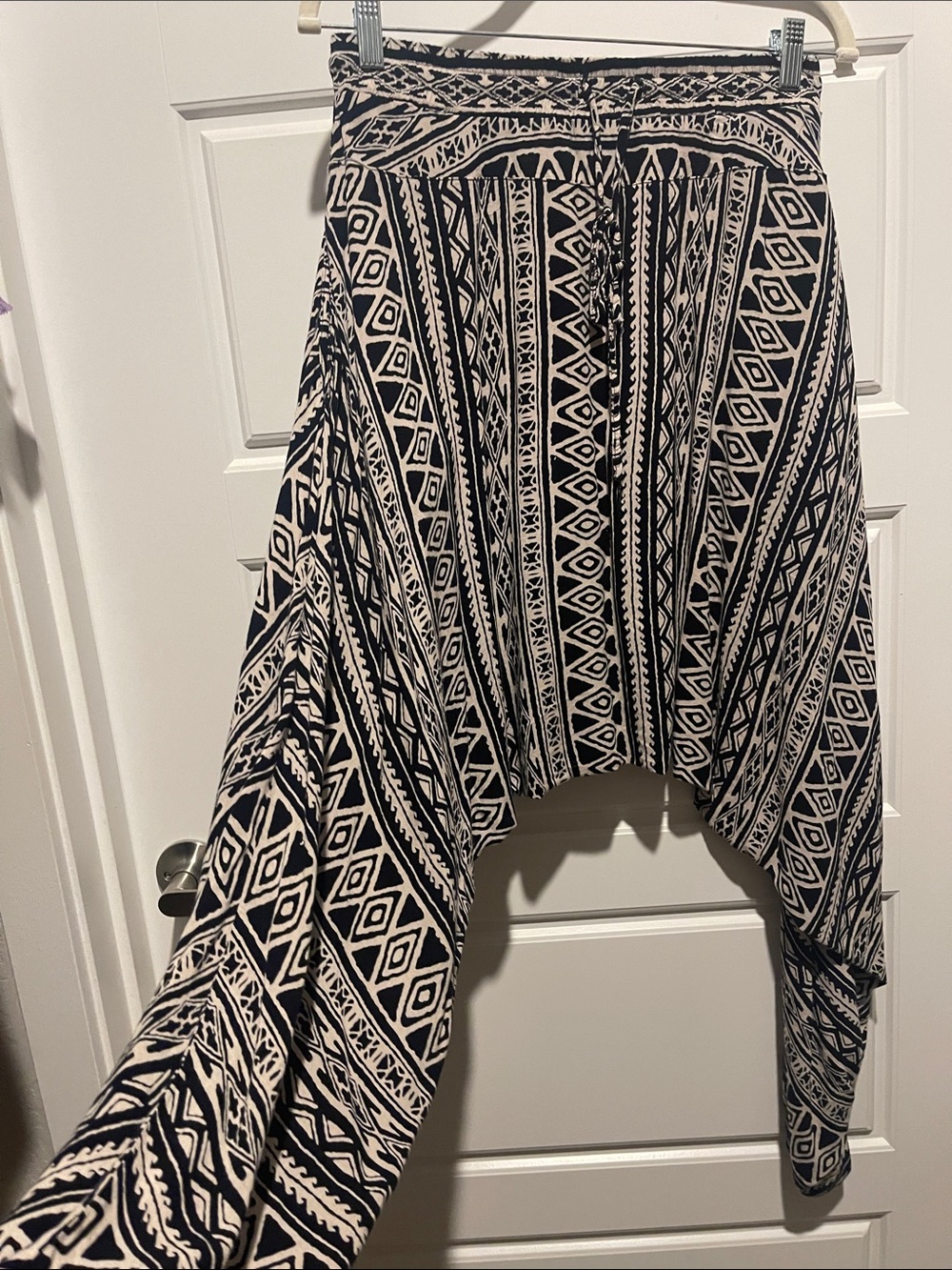 Boho Black and Cream Patterned Harem Jumpsuit